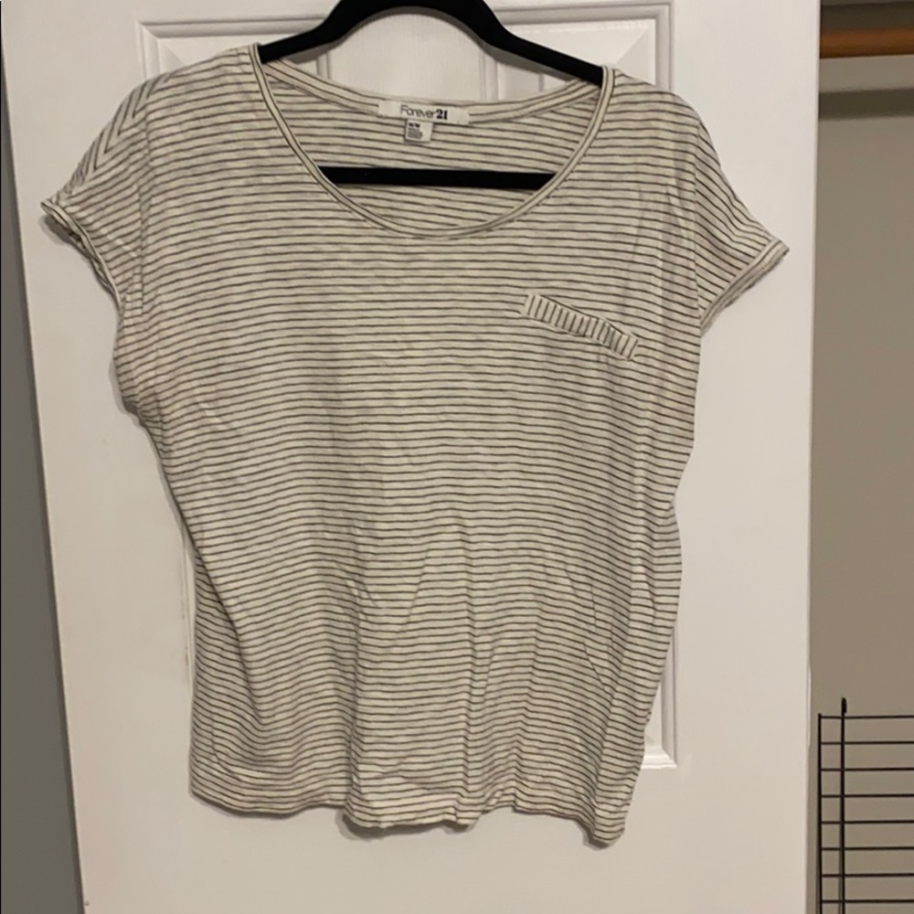 Black and white striped cropped T-shirt